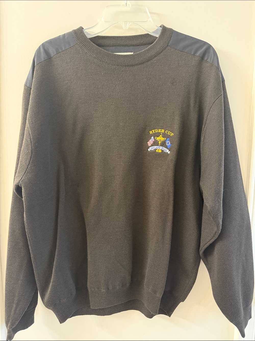 Cutter & Buck Black Crewneck Sweater with Ryder Cup Embroidery